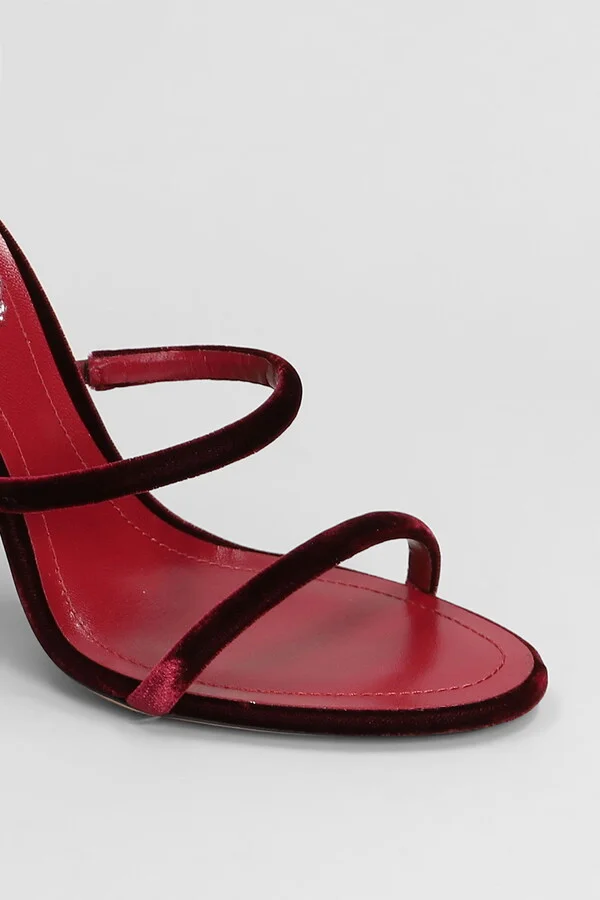 Cleo Sandals In Bordeaux Velvet - Image 5