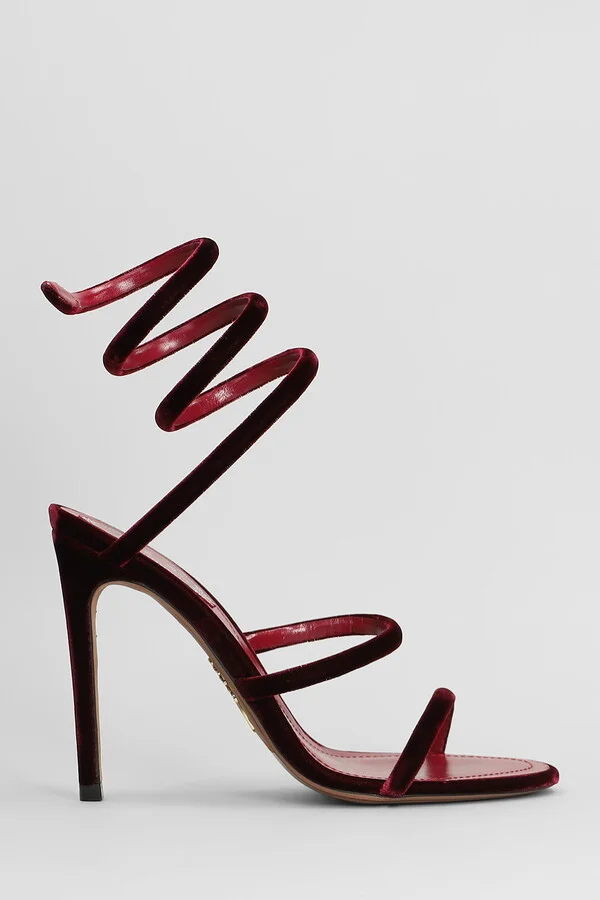Cleo Sandals In Bordeaux Velvet