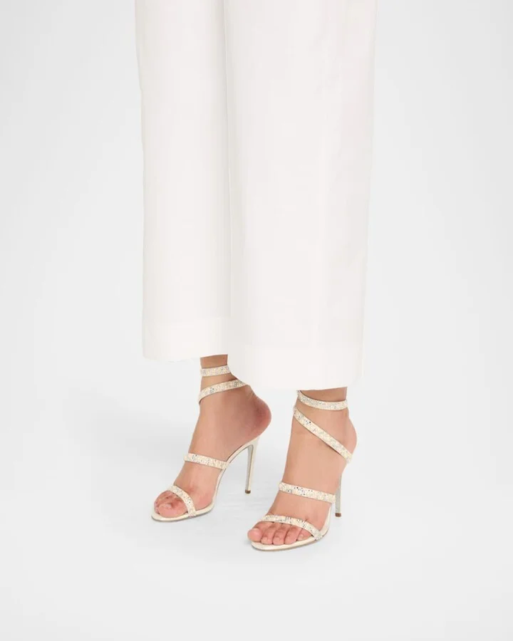 Cleo Satin Crystal Snake-Wrap Sandals - Image 2