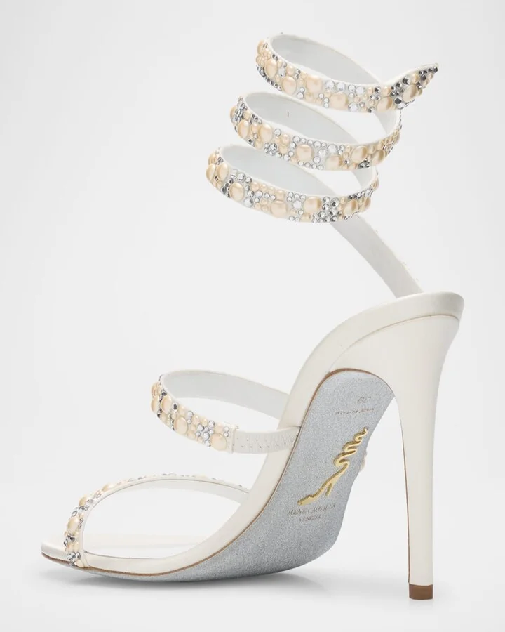 Cleo Satin Crystal Snake-Wrap Sandals - Image 8