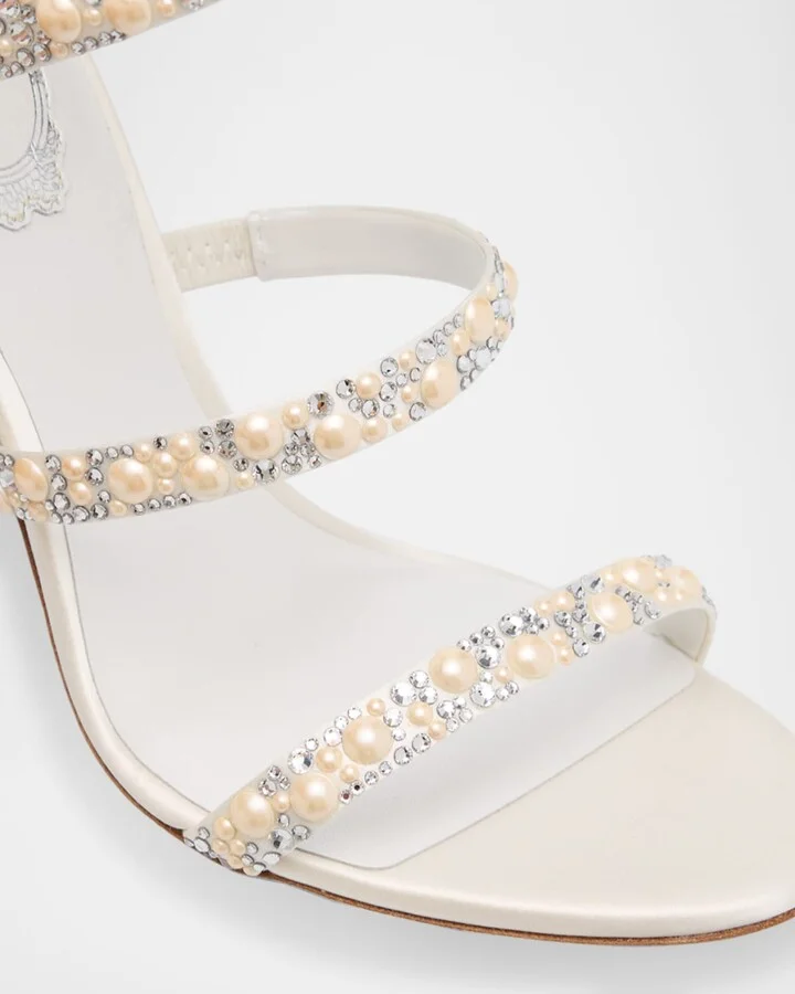 Cleo Satin Crystal Snake-Wrap Sandals - Image 9