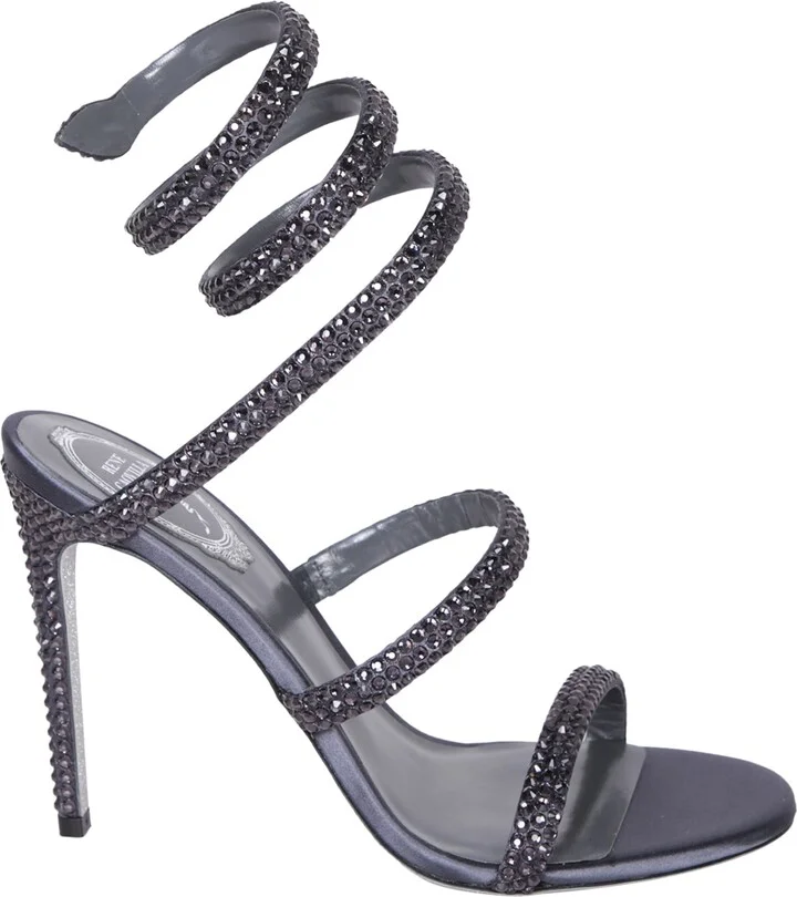 Cleo Satin Strass Dark Grey Sandals