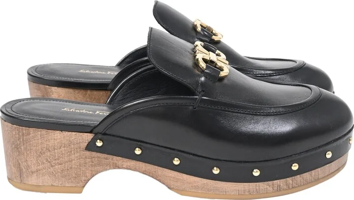 Cleome Clog Mules in Black Leather