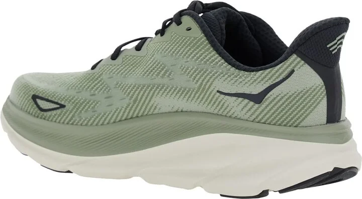 'clifton 9' Green Sneakers With Zig Zag Embroidery And Side Logo Print In Rubber Unisex - Image 3