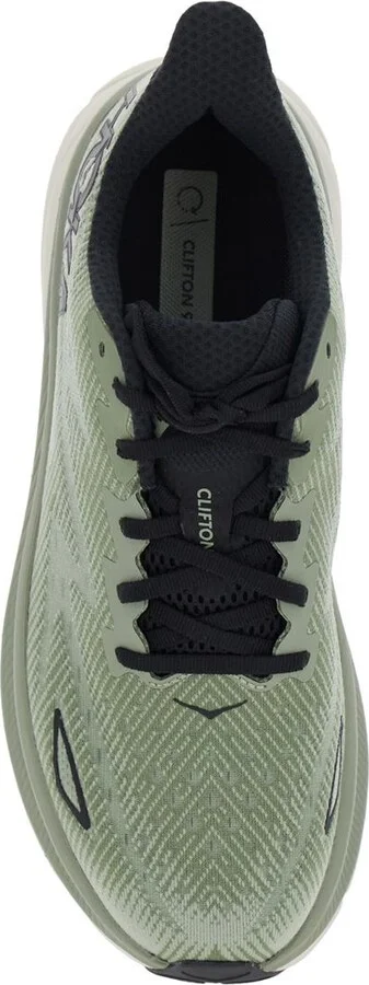 'Clifton 9' Green Sneakers With Zig Zag Embroidery And Side Logo Print In Rubber Unisex - Image 4