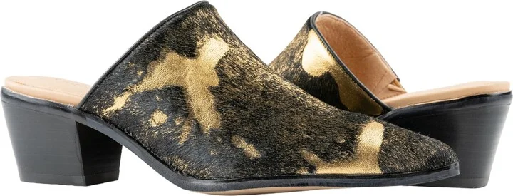 Clint Black Gold Calf Hair Women's Mule