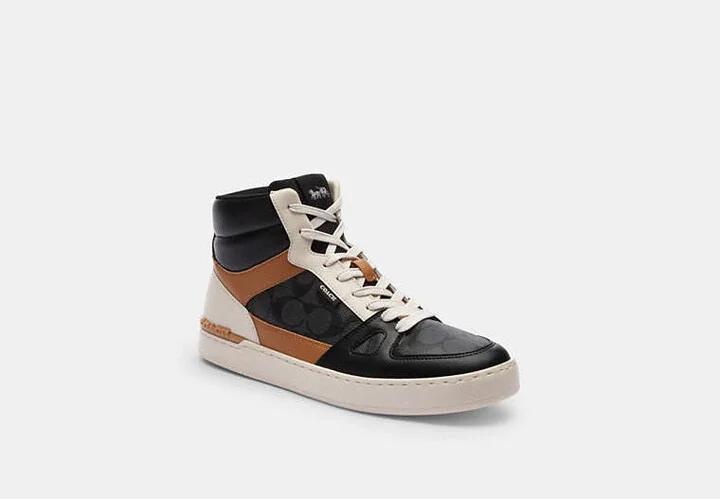 Clip Court High Top Sneaker In Signature Canvas