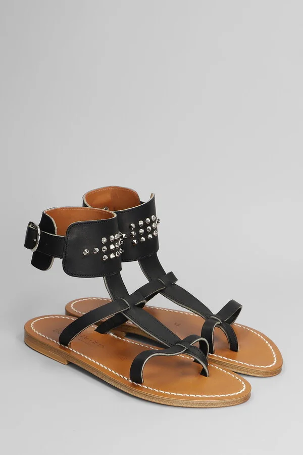 Clipper F Flats In Black Leather - Image 2