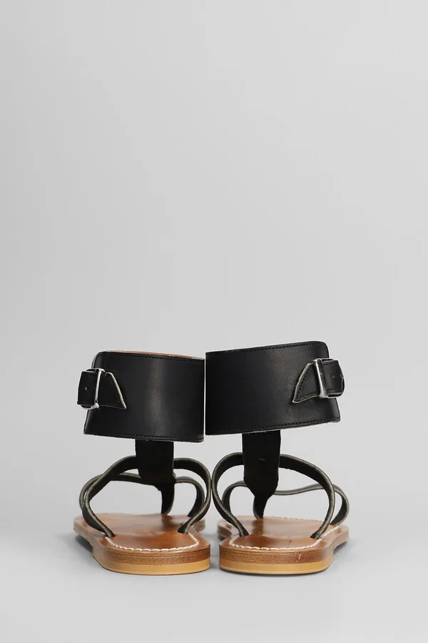 Clipper F Flats In Black Leather - Image 4