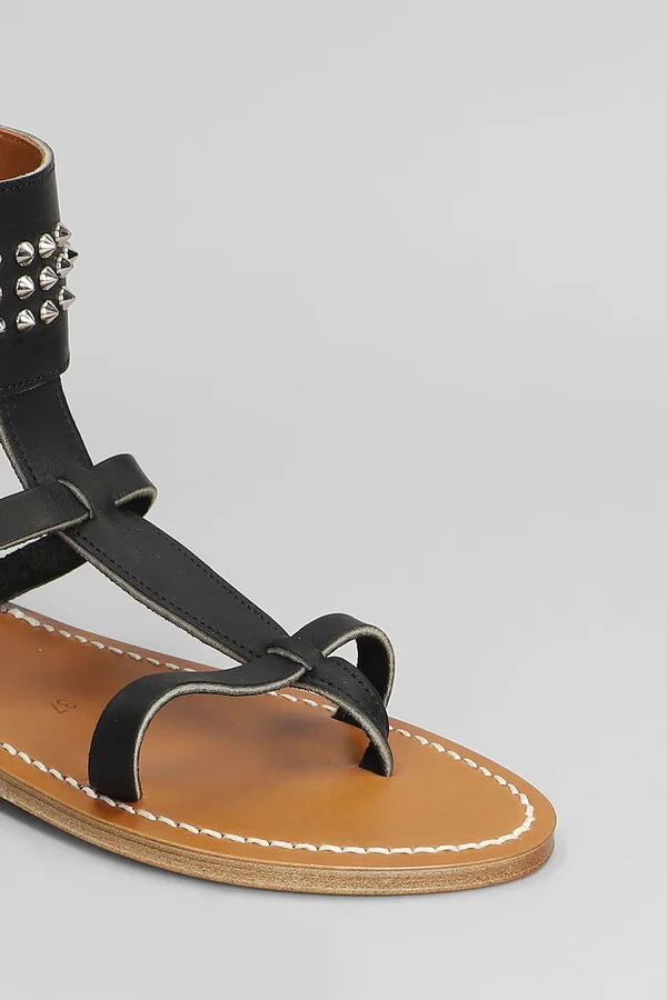 Clipper F Flats In Black Leather - Image 5