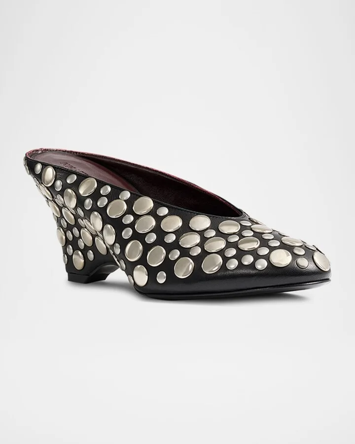 Cloak Stud Leather Mule Pumps - Image 2