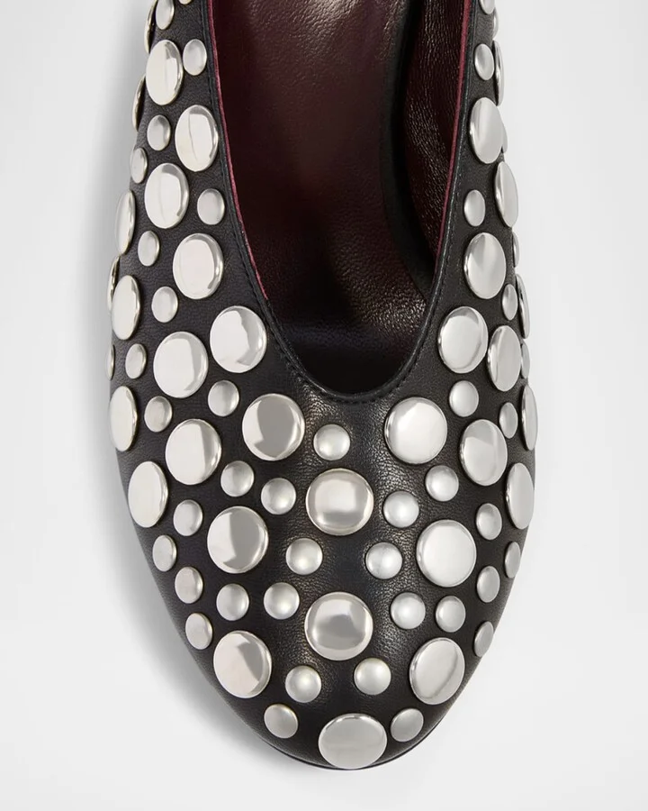 Cloak Stud Leather Mule Pumps - Image 4
