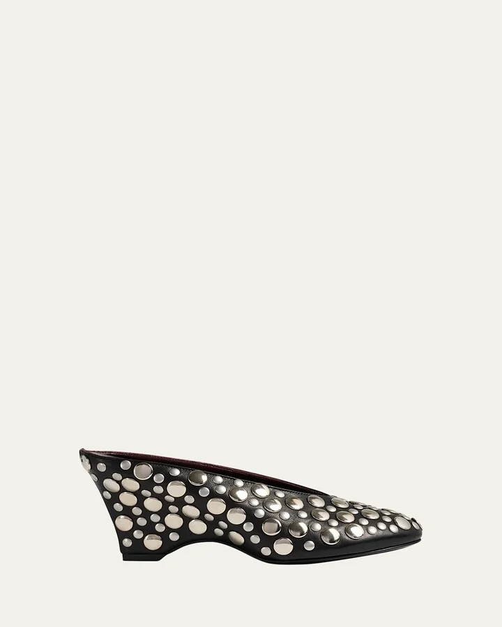 Cloak Stud Leather Mule Pumps