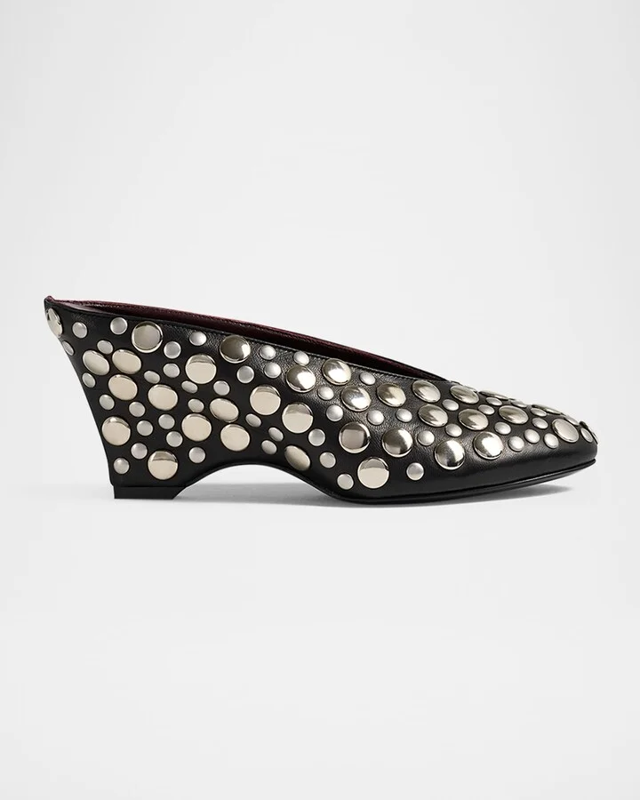 Cloak Stud Leather Mule Pumps