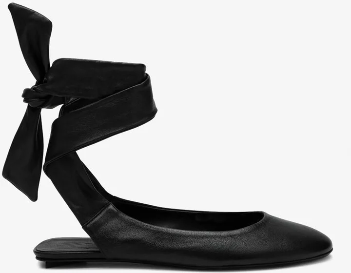 Cloe Wraparound Leather Ballet Flats