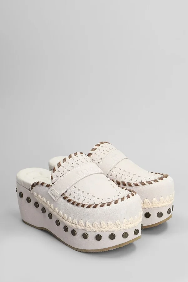 Clog Leather Slipper-mule In Grey Suede - Image 2