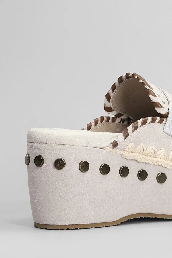 Clog Leather Slipper-mule In Grey Suede - Image 5