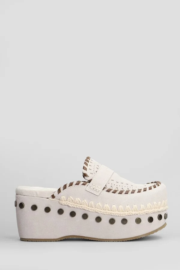 Clog Leather Slipper-mule In Grey Suede