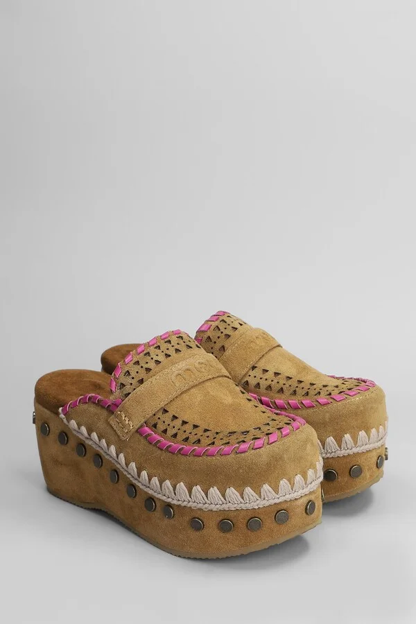 Clog Leather Slipper-mule In Leather Color Suede - Image 2