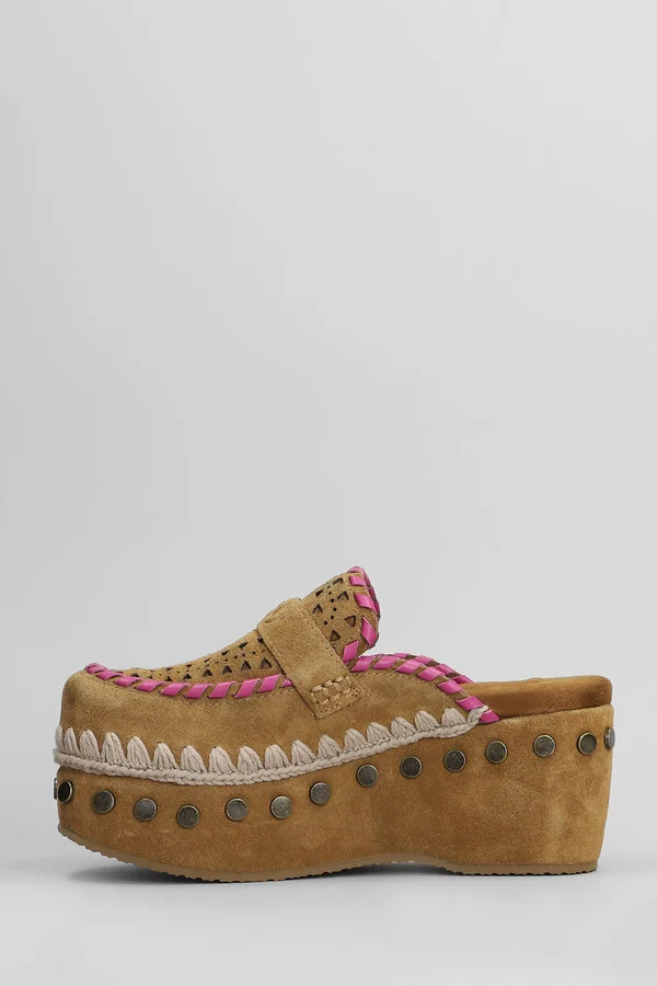 Clog Leather Slipper-mule In Leather Color Suede - Image 3