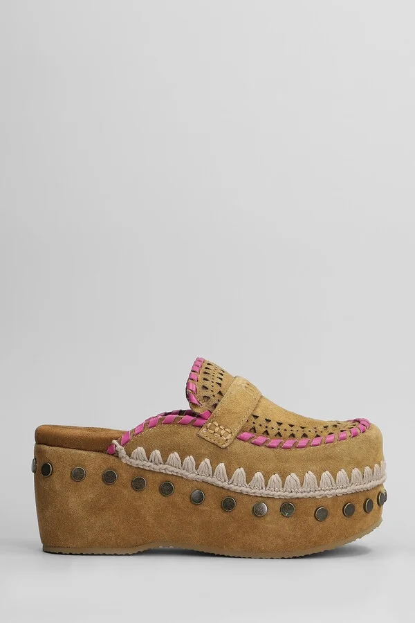 Clog Leather Slipper-mule In Leather Color Suede