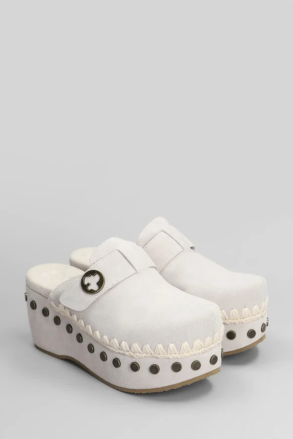 Clog Plain Slipper-mule In Grey Suede - Image 2