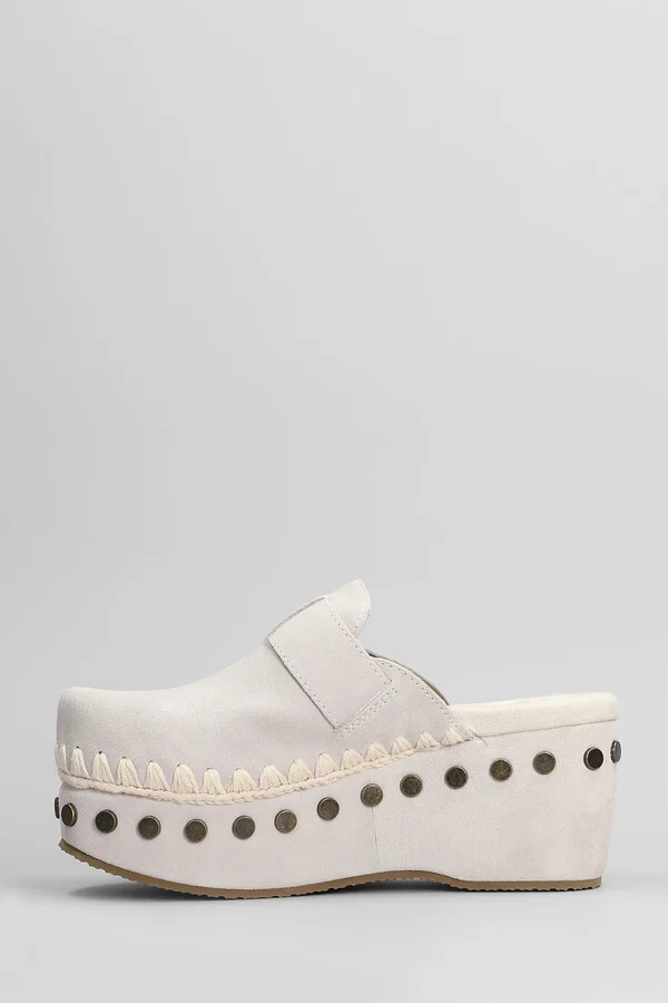 Clog Plain Slipper-mule In Grey Suede - Image 3
