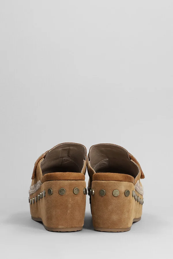 Clog Plain Slipper-mule In Leather Color Suede - Image 4