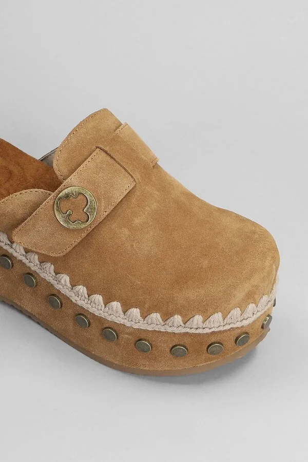 Clog Plain Slipper-mule In Leather Color Suede - Image 5