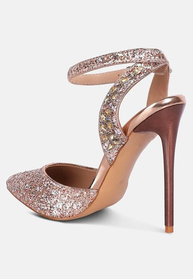 Cloriss Diamante Embellished Glitter High Heels - Image 3