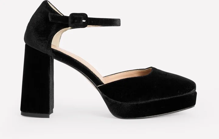 Closed Toe Platforms, Black Velvet - Image 2