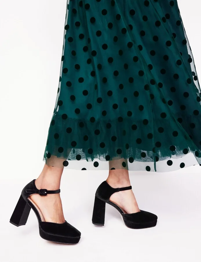 Closed Toe Platforms, Black Velvet