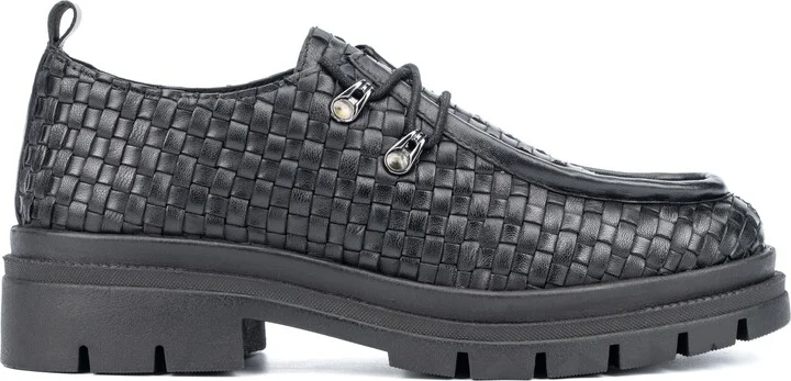 Clotilde Woven Leather Moc Toe Derby Loafer - Image 4