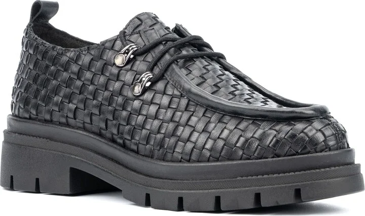 Clotilde Woven Leather Moc Toe Derby Loafer