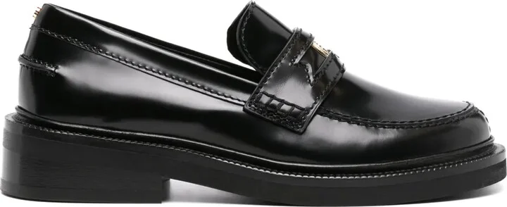 Clover-detail leather loafers