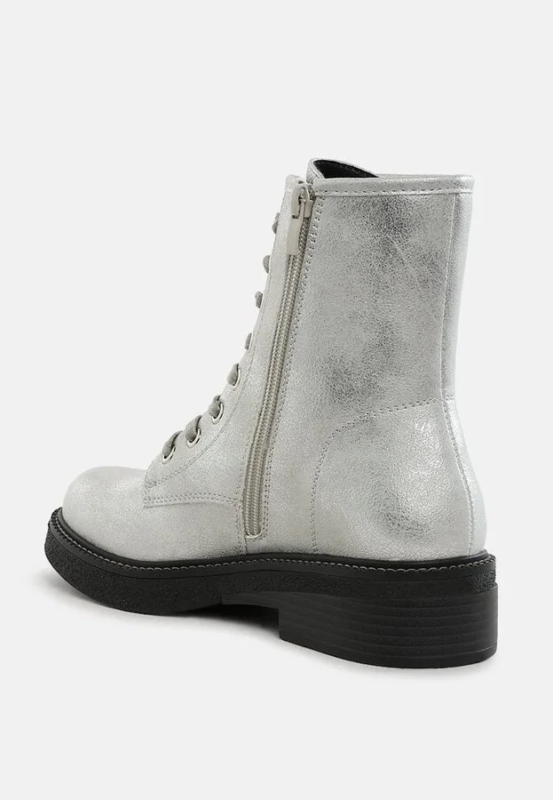 Clover Faux Leather Lace Up Boots - Image 2