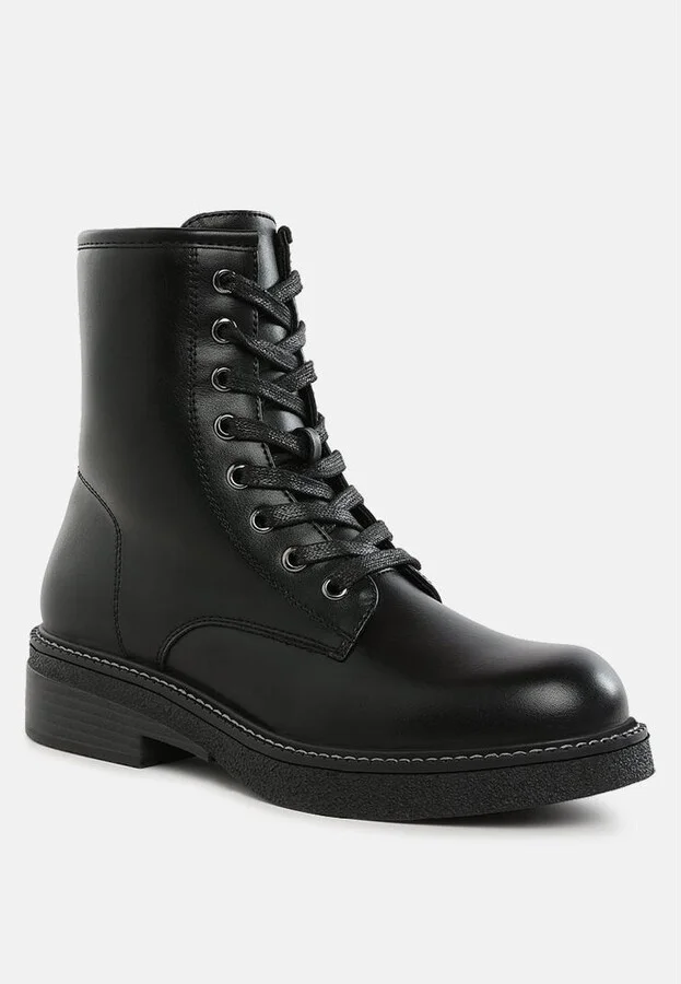 Clover Faux Leather Lace Up Boots - Image 7