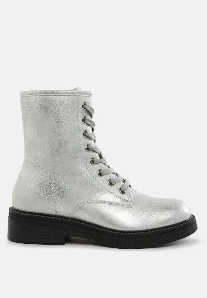 Clover Faux Leather Lace Up Boots Women