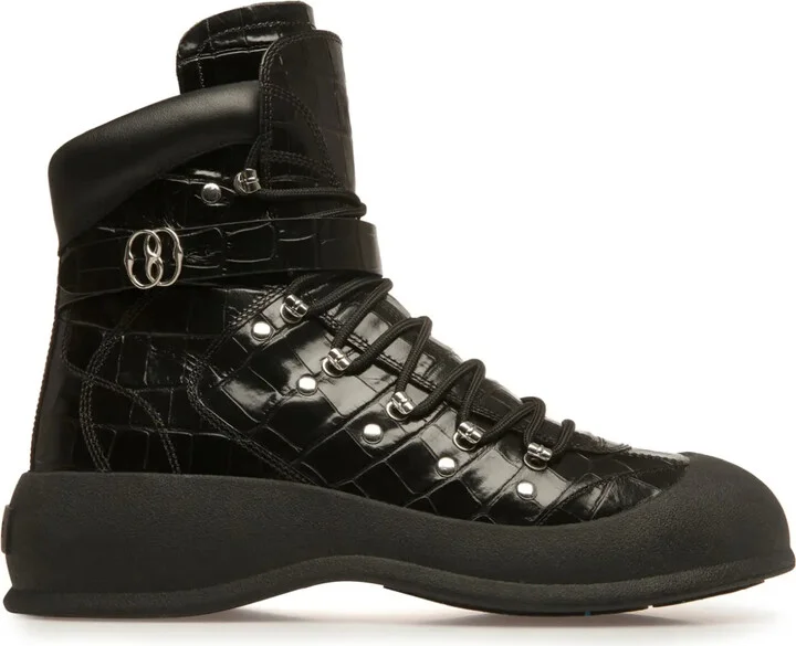 Clyff crocodile-embossed boots