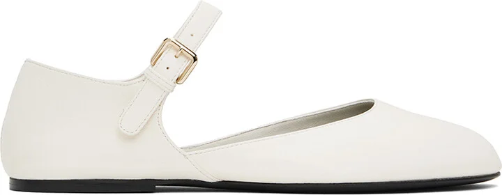 CO White Round Toe D'Orsay Ballerina Flats