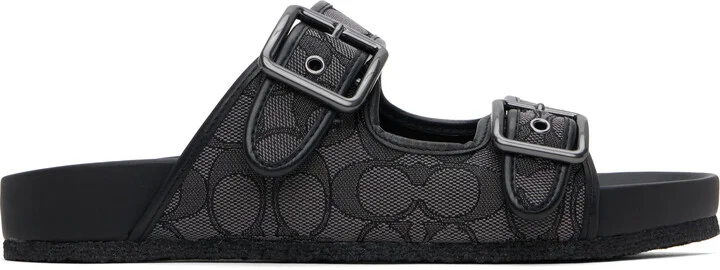 Coach 1941 Black Buckle Strap Sandals