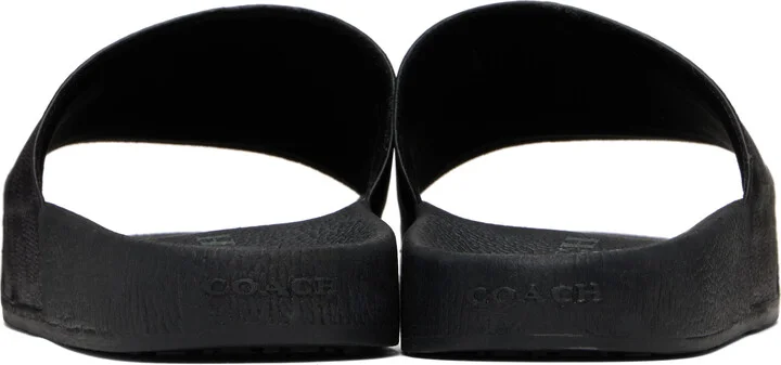 Coach 1941 Black Coated Canvas Pool Slides - Image 2