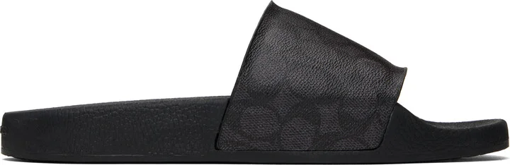 Coach 1941 Black Coated Canvas Pool Slides