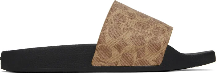 Coach 1941 Brown Coated Canvas Pool Slides