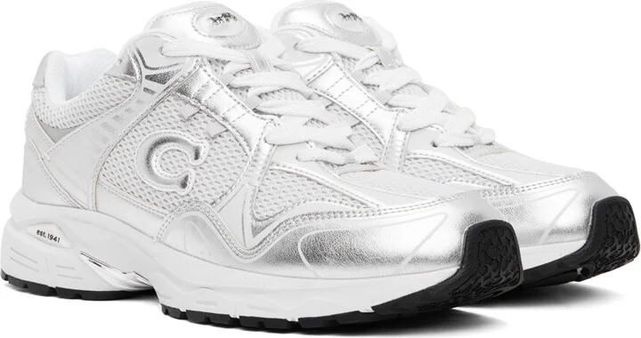 Coach 1941 Silver & White C301 Sneakers - Image 4