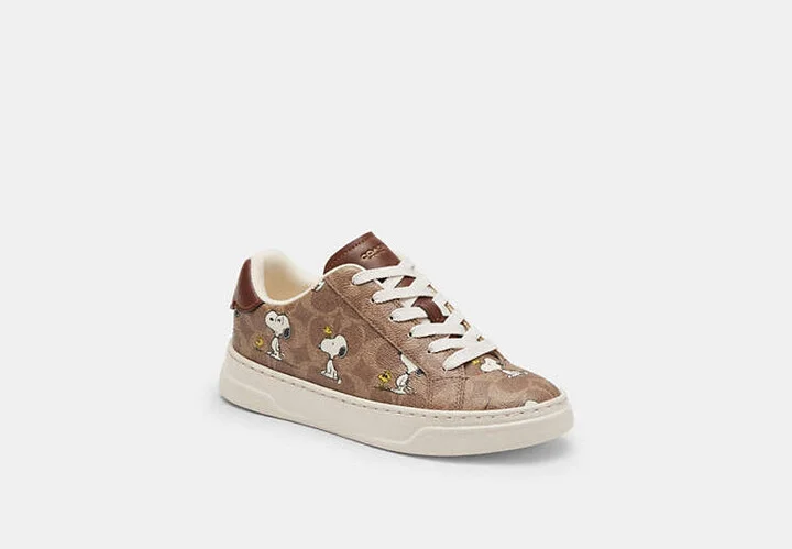 Coach X Peanuts High Line Sneaker In Signature Canvas With Snoopy Print