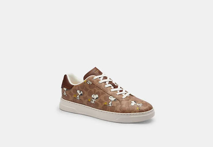 Coach X Peanuts High Line Sneaker In Signature Canvas With Snoopy Print