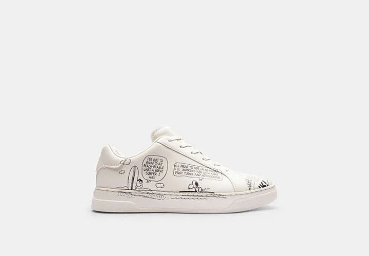 Coach X Peanuts High Line Sneaker With Newspaper Print - Image 2