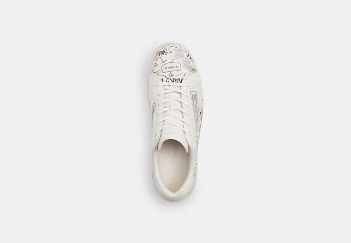 Coach X Peanuts High Line Sneaker With Newspaper Print - Image 3