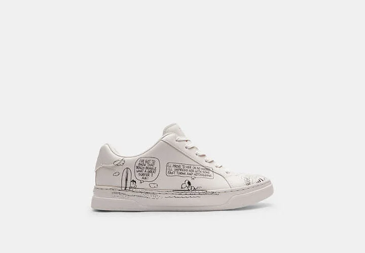 Coach X Peanuts High Line Sneaker With Newspaper Print - Image 2